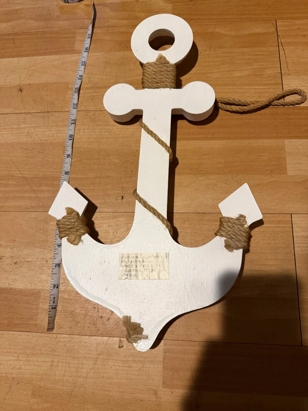 Wood Nautical Anchor Wall Decor jute rope Coastal White Home Accents